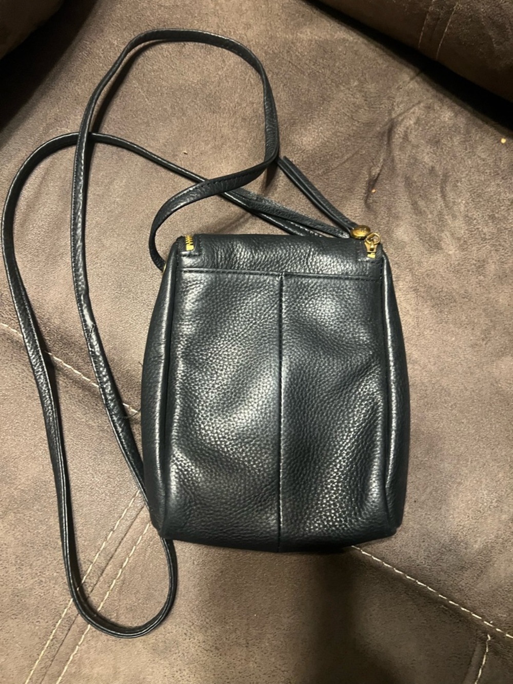 HOBO Black Pebbled Leather Mini Crossbody with Gold Zipper - Picture 3 of 7